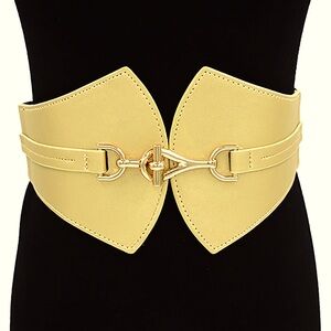 Metal Buckle Detailed Stretch Elastic Statement Belt